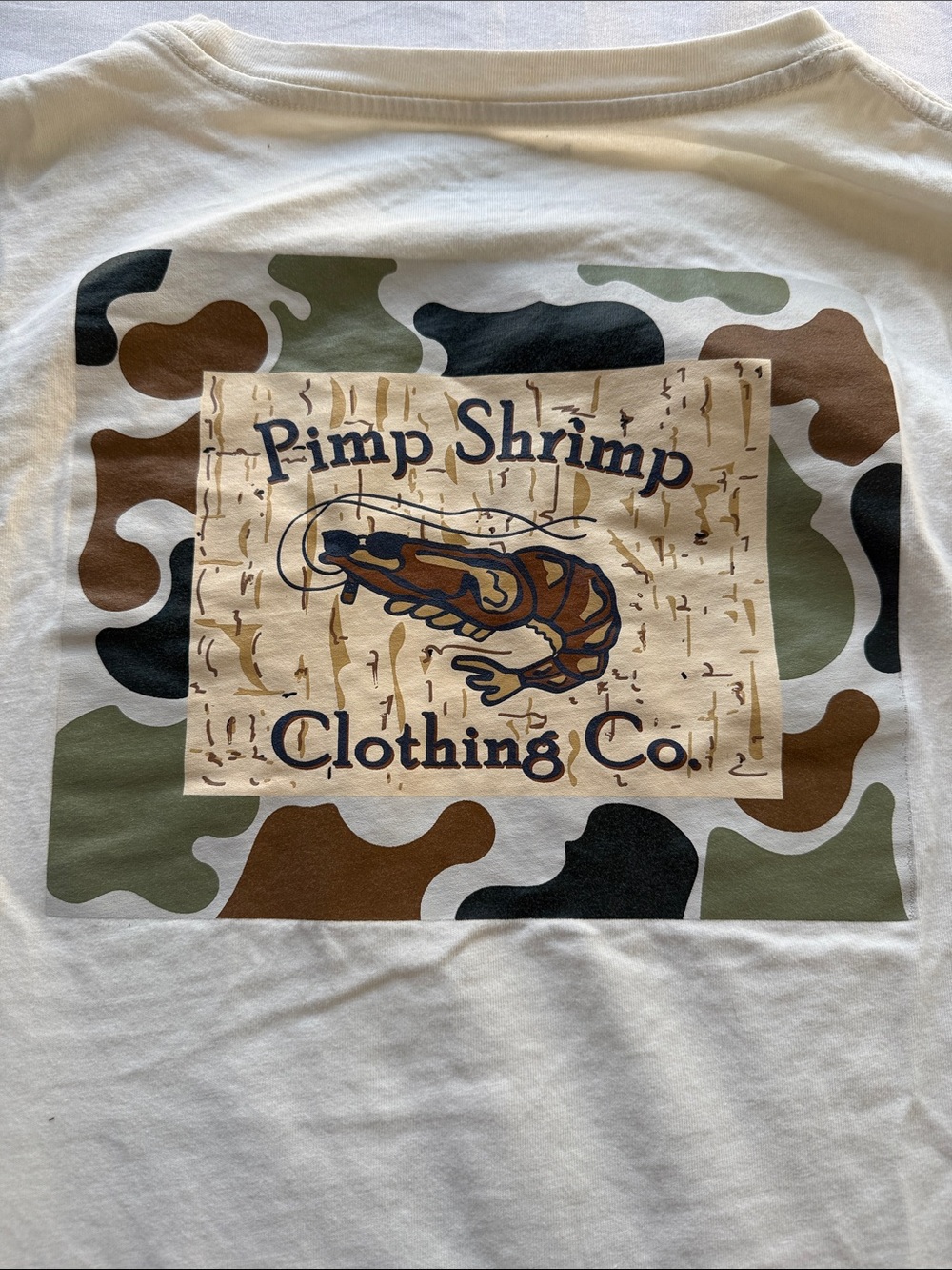 Pimp Shrimp Men's Cream Pocket T-Shirt - Picture 4 of 4